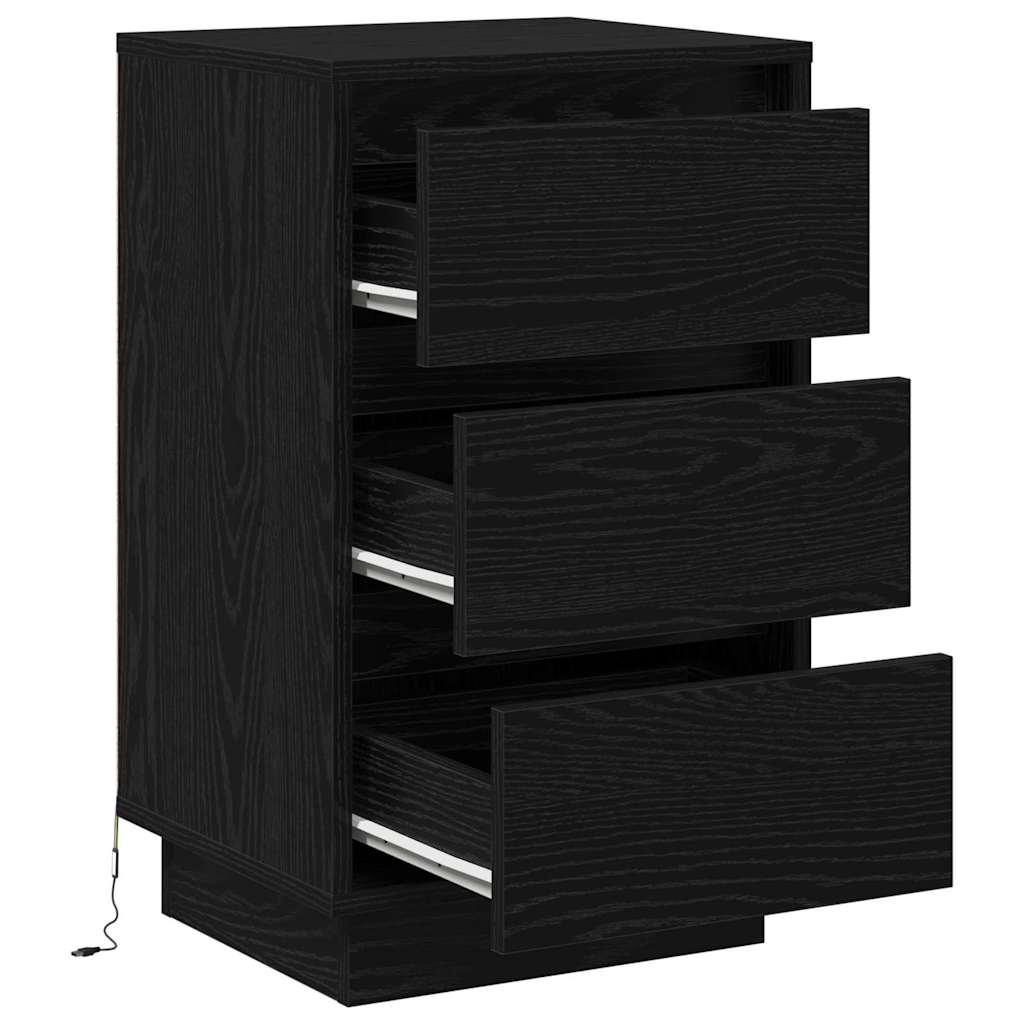 Nachttisch mit Schwarz 39 x 34,5 x 65 cm Holzwerkstoff