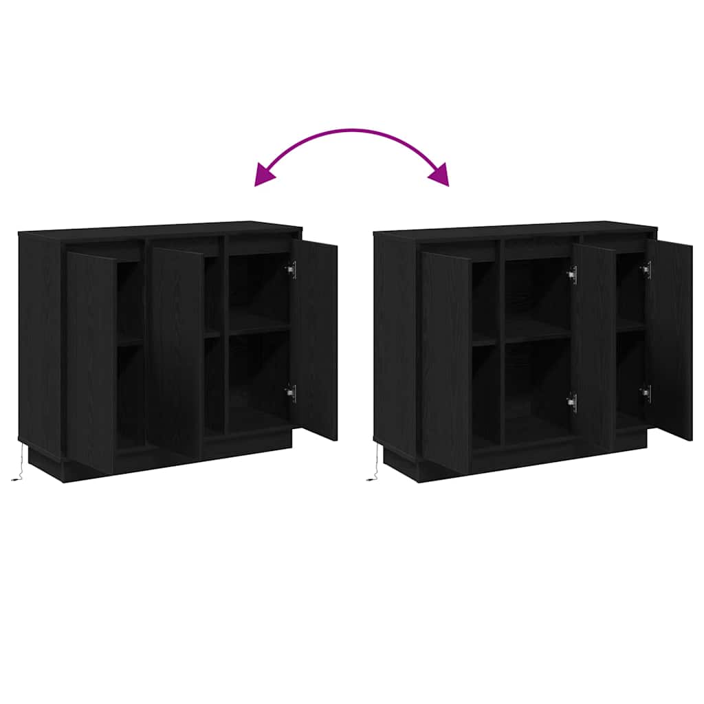 LED-Sideboard Schwarz Eichen-Optik 90 x 32 x 75 cm