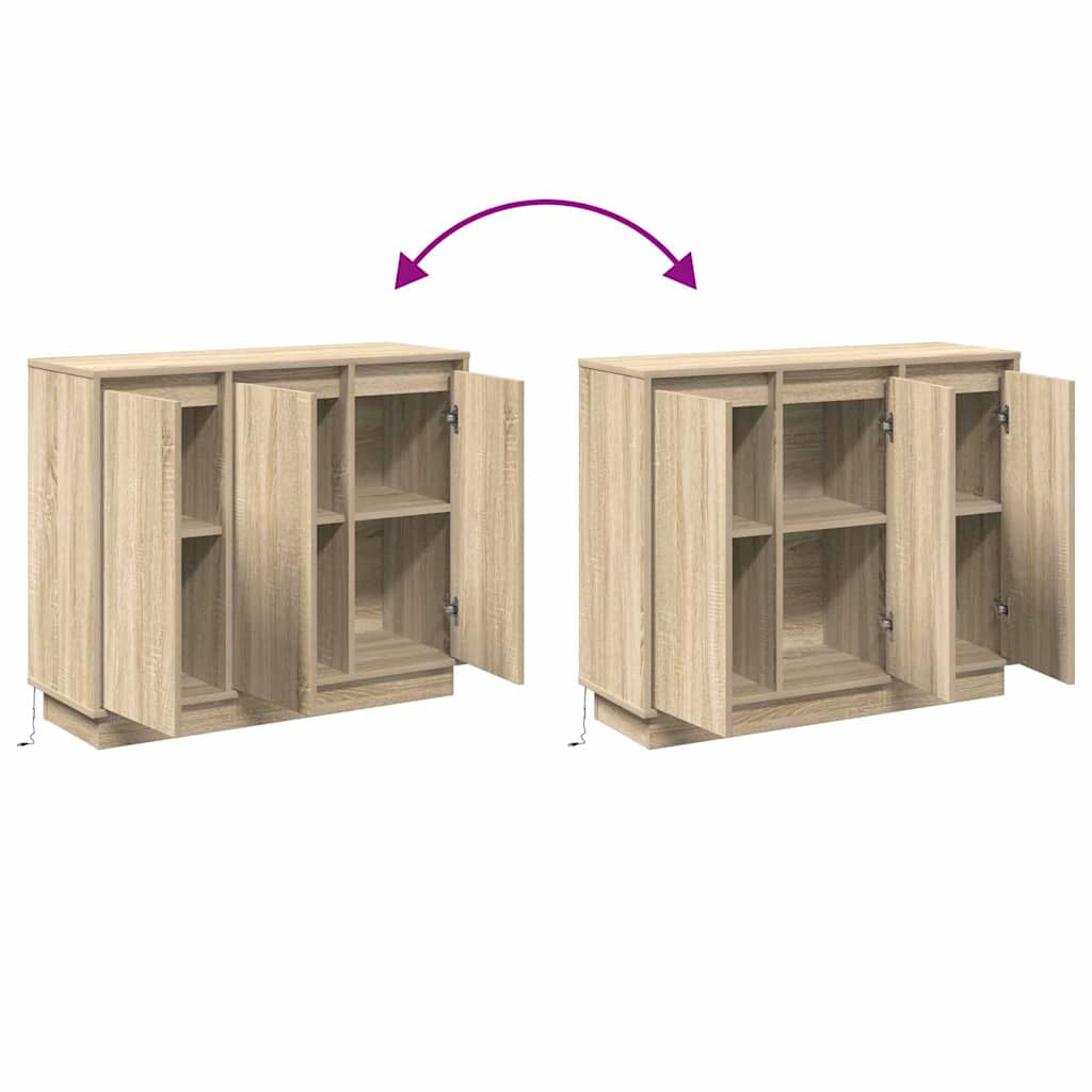 LED-Sideboard Sonoma-Eiche 90 x 32 x 75 cm Holzwerkstoff