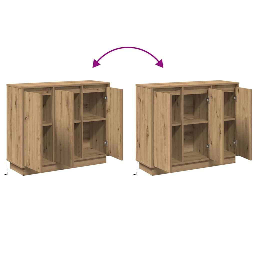 LED-Sideboard Artisan-Eiche 90 x 32 x 75 cm Holzwerkstoff