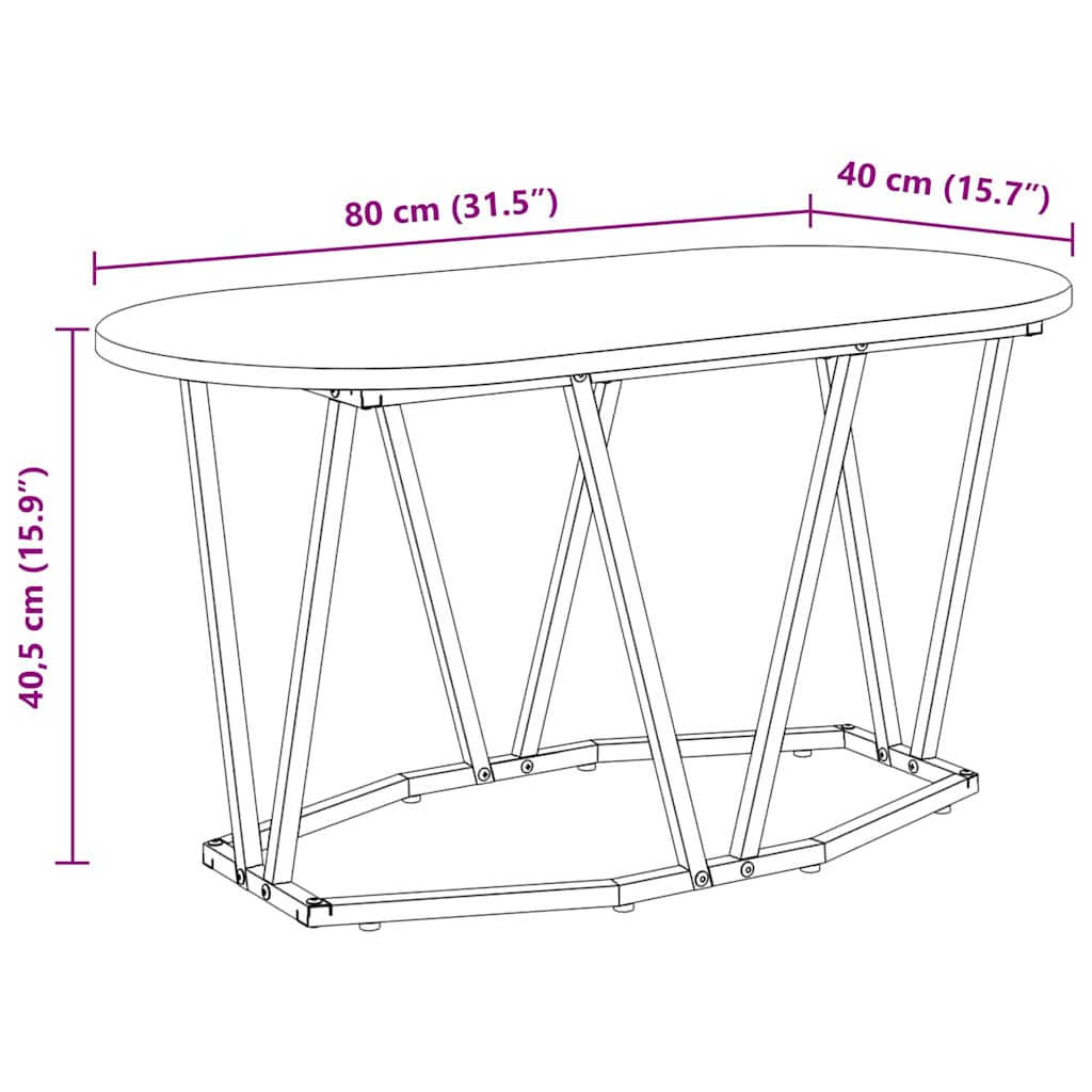 Couchtisch Altholz 80 x 40 x 40,5 cm Sperrholz und Metall