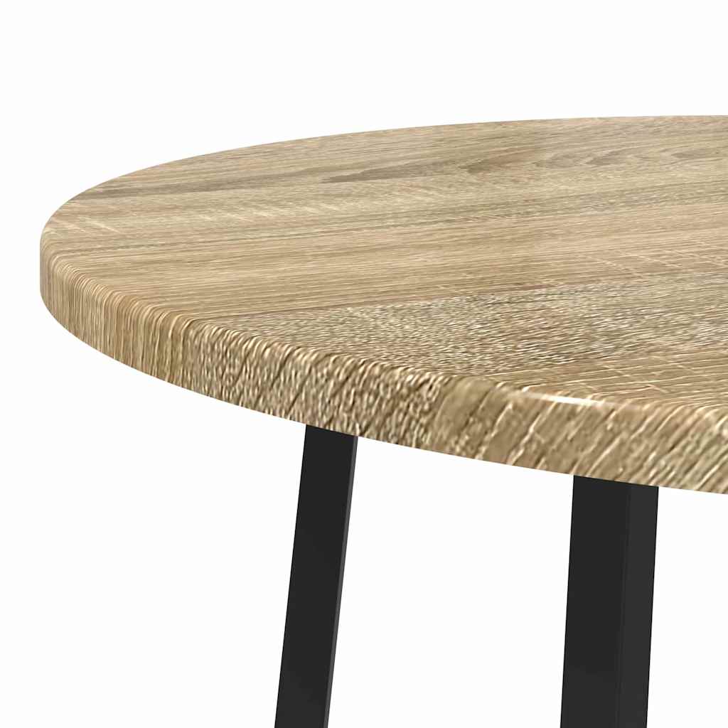 Beistelltisch-Set mit Regal 2 pcs Sonoma-Eiche und Schwarz