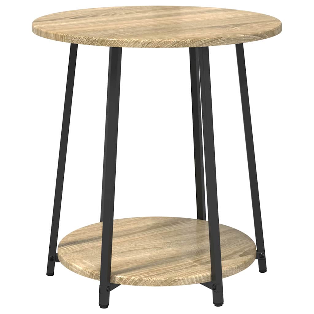 Beistelltisch-Set mit Regal 2 pcs Sonoma-Eiche und Schwarz