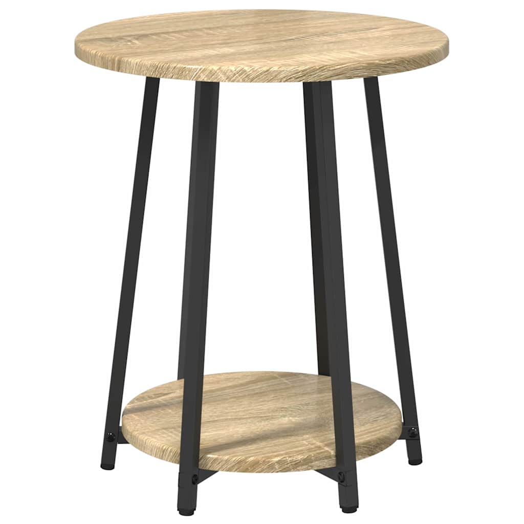 Beistelltisch-Set mit Regal 2 pcs Sonoma-Eiche und Schwarz