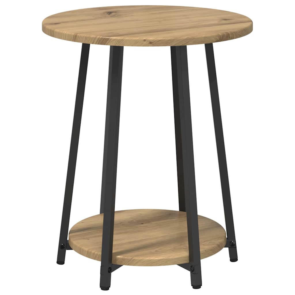 Beistelltisch-Set mit Regal 2 pcs Artisan Eiche und Schwarz
