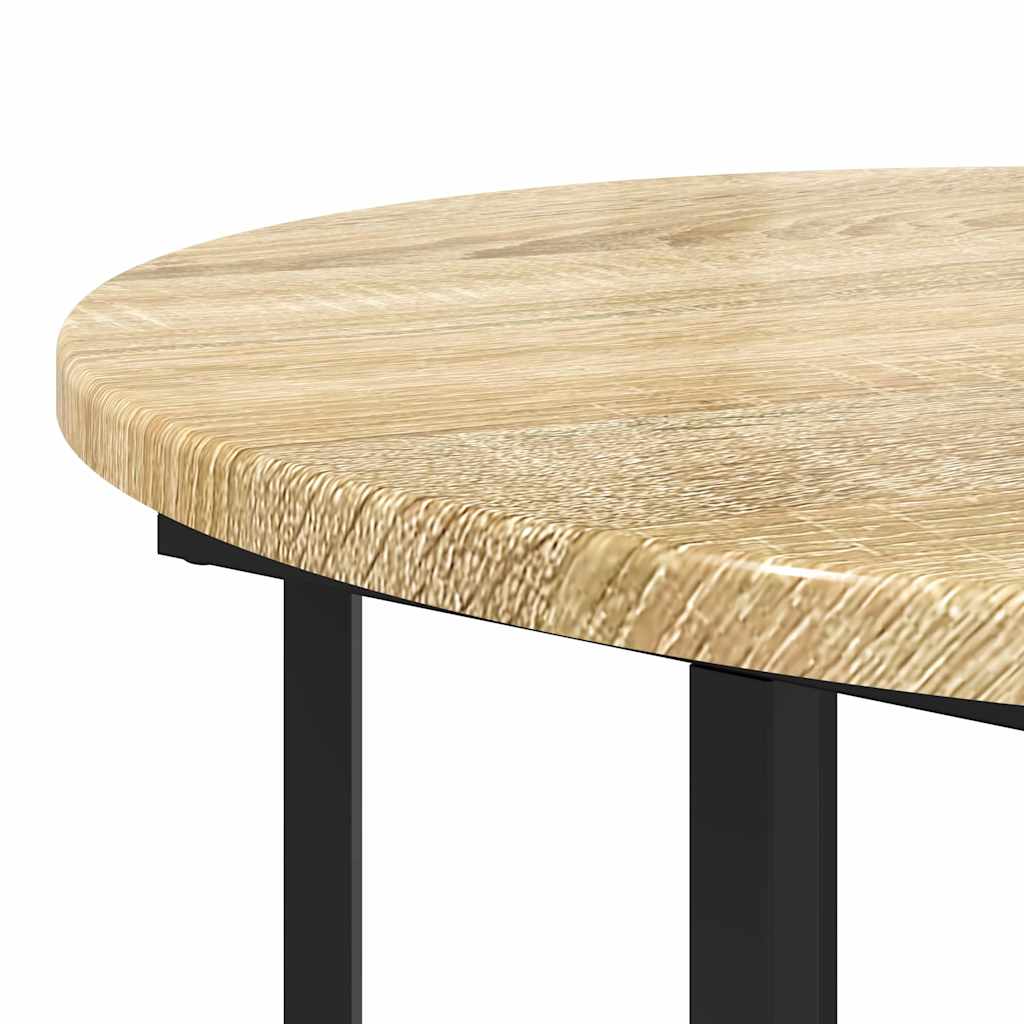 Beistelltisch-Set mit Regal 2 pcs Sonoma-Eiche und Schwarz