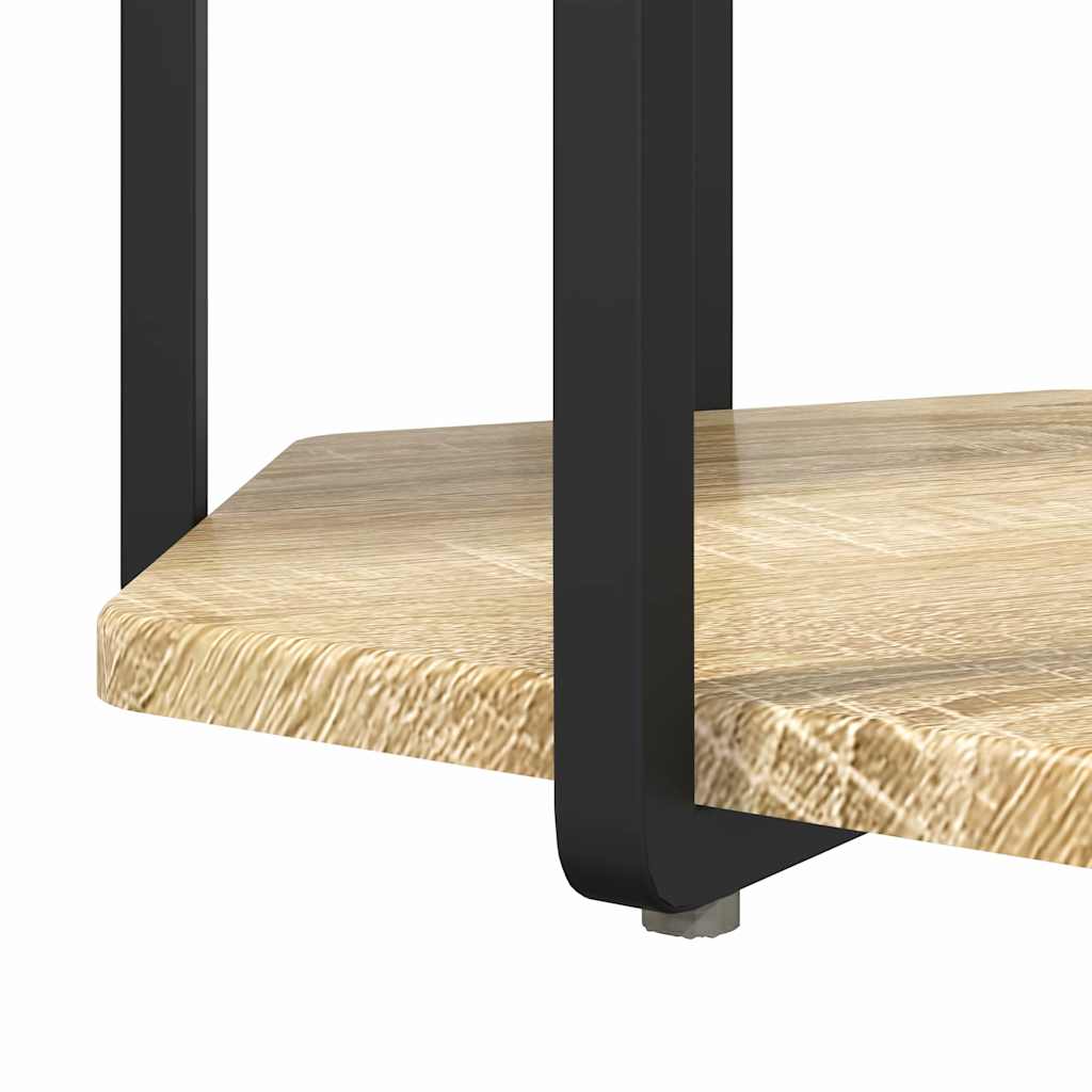 Beistelltisch-Set mit Regal 2 pcs Sonoma-Eiche und Schwarz