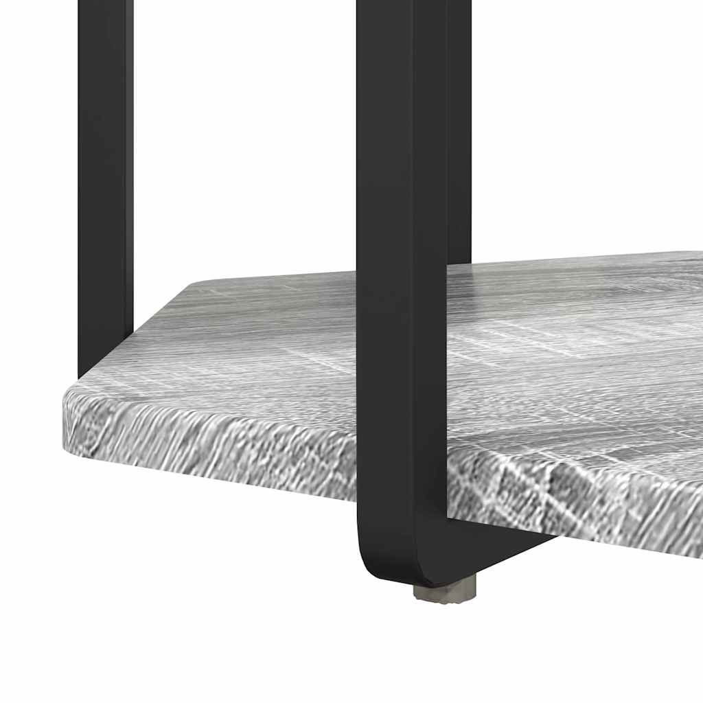 Beistelltisch-Set mit Regal 2 pcs Grau Sonoma und Schwarz