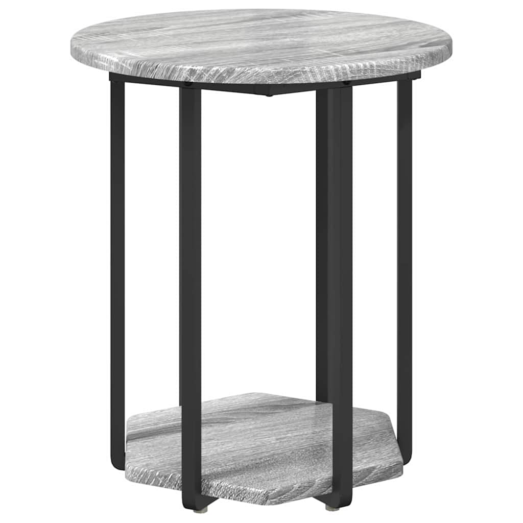 Beistelltisch-Set mit Regal 2 pcs Grau Sonoma und Schwarz
