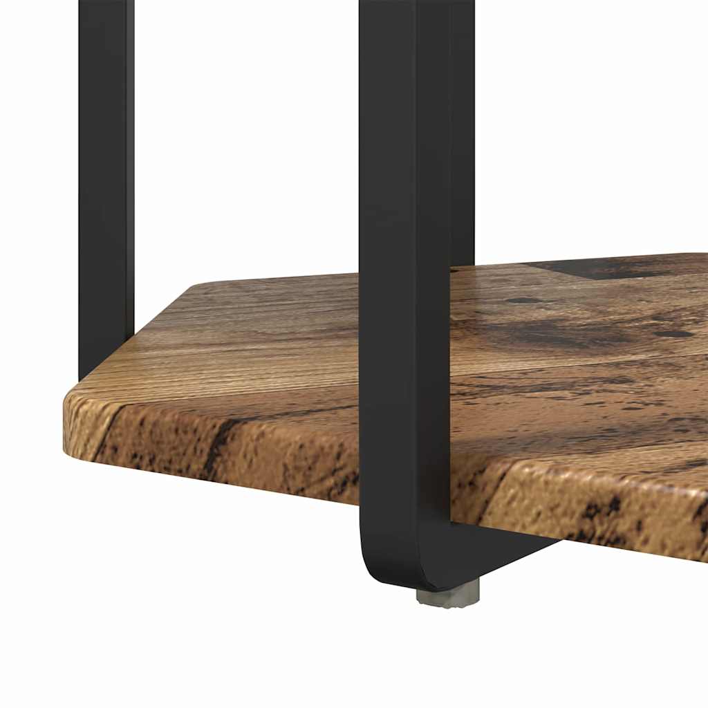 Beistelltisch-Set mit Regal 2 pcs Altes Holz und Schwarz