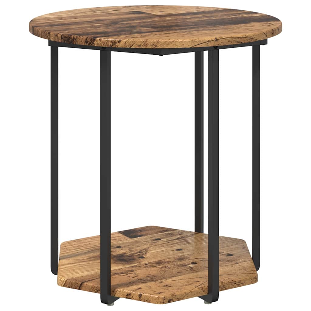 Beistelltisch-Set mit Regal 2 pcs Altes Holz und Schwarz