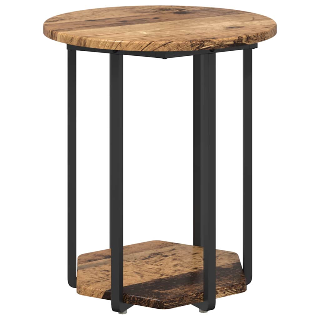 Beistelltisch-Set mit Regal 2 pcs Altes Holz und Schwarz
