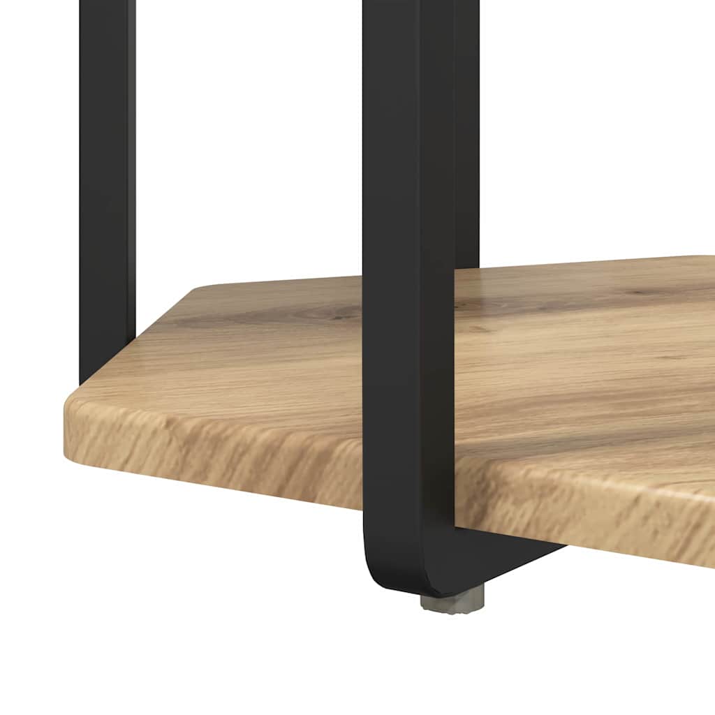 Beistelltisch-Set mit Regal 2 pcs Artisan Eiche und Schwarz