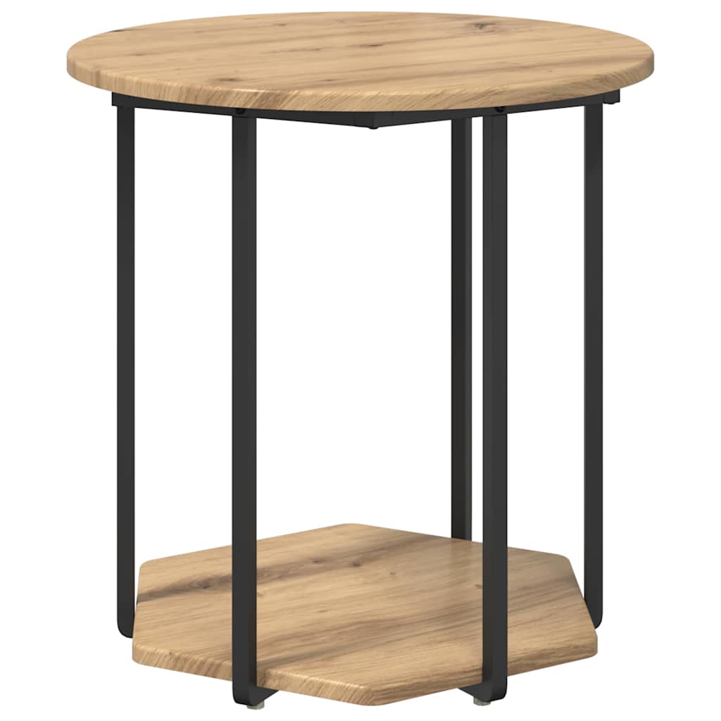 Beistelltisch-Set mit Regal 2 pcs Artisan Eiche und Schwarz