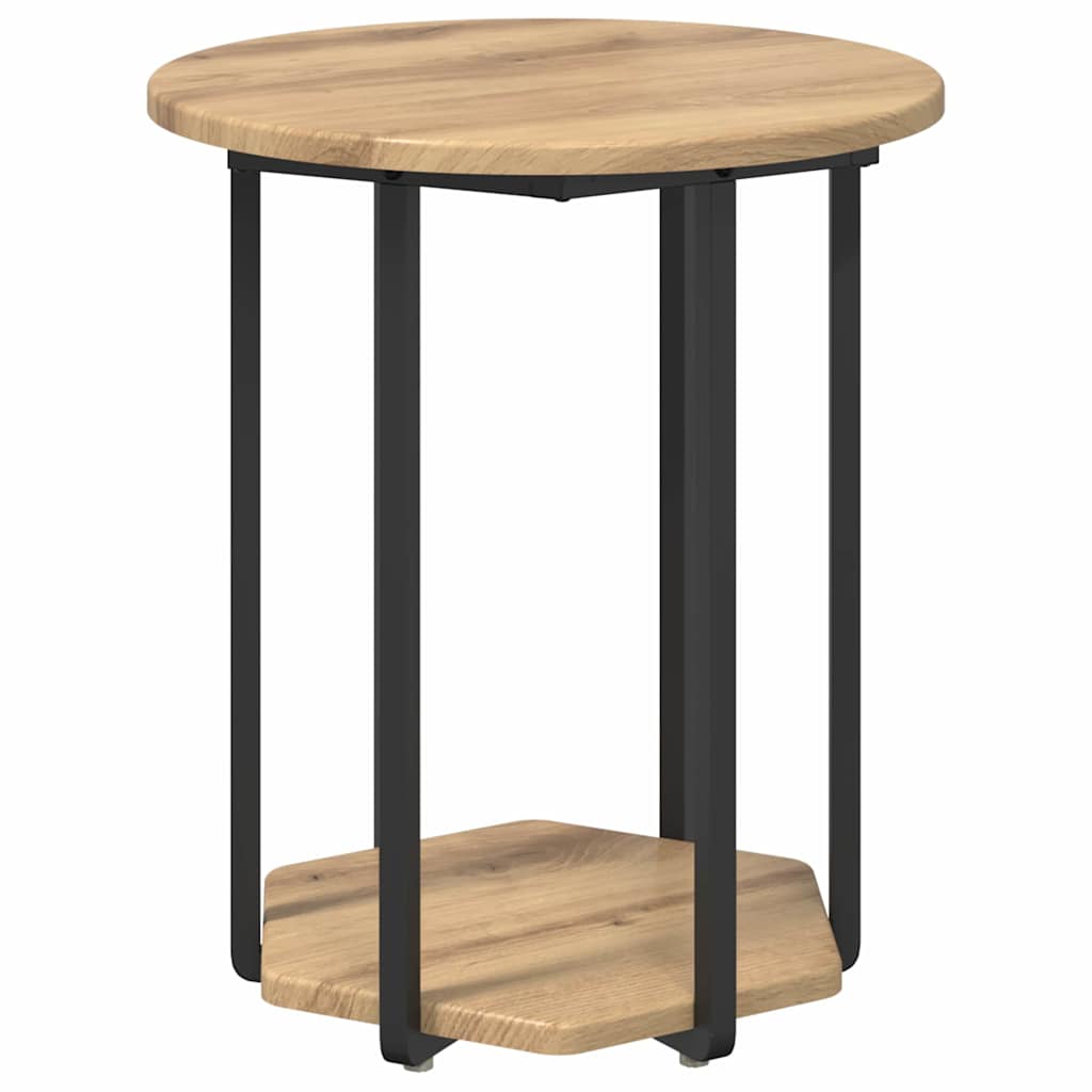 Beistelltisch-Set mit Regal 2 pcs Artisan Eiche und Schwarz