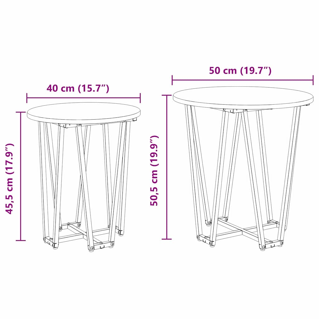 Beistelltisch-Set 2 Stk. Artisan Eiche und Schwarz