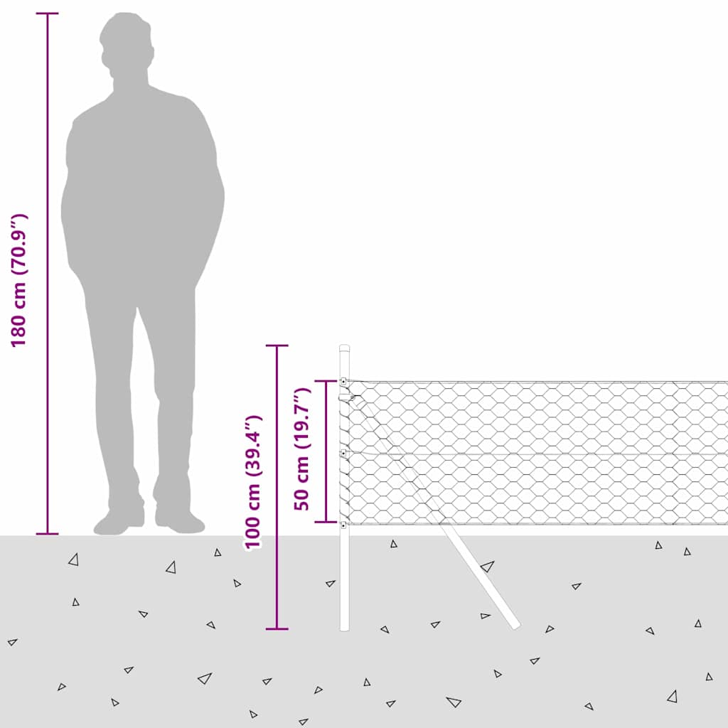 Ground Fix Geschweißter Drahtzaun 10 x 0,5 m (B x H)