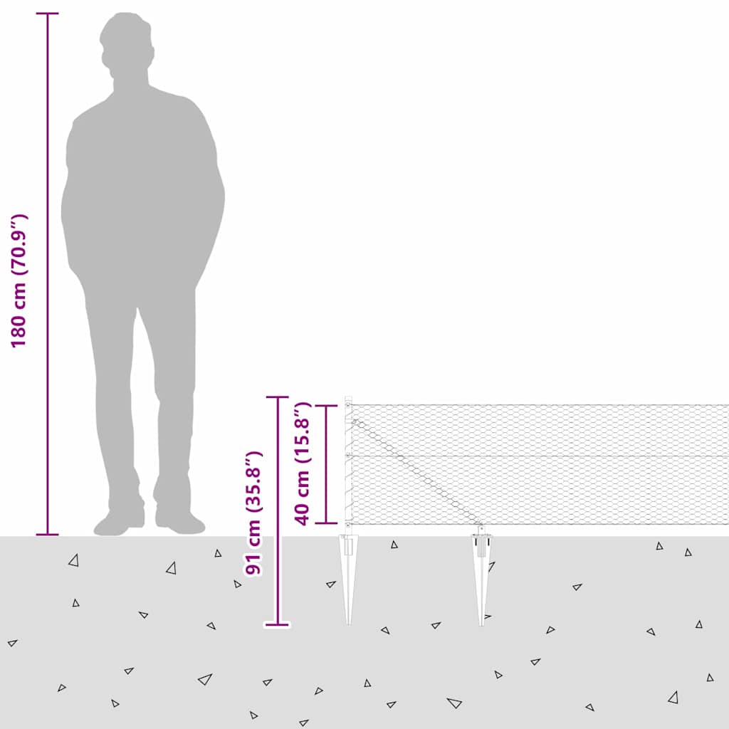 Schweißdrahtzaun mit Spikes 10 x 0,4 m (B x H)