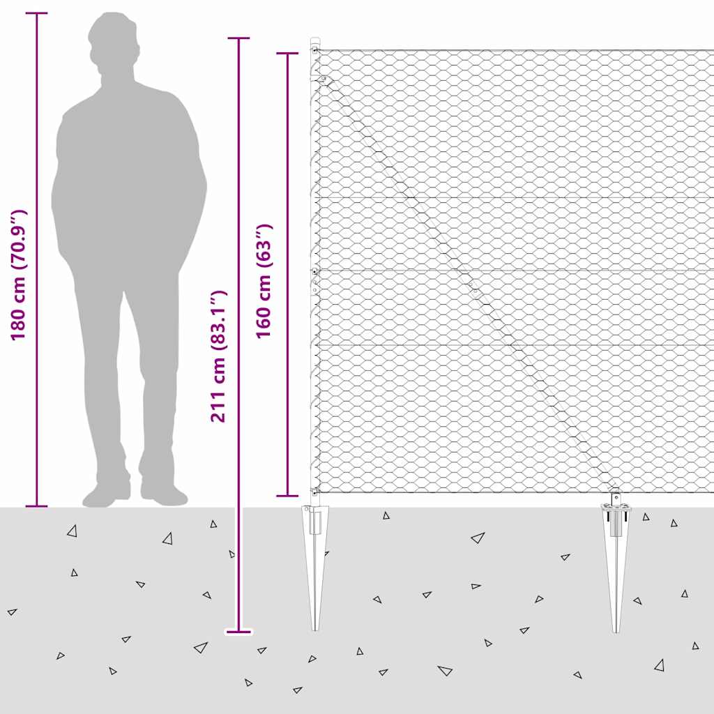 Schweißdrahtzaun mit Spikes 10 x 1,6 m (B x H)