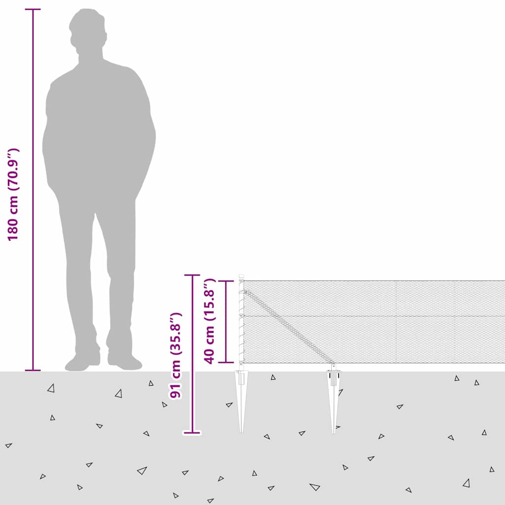 Sechseckzaun mit Pfosten 25 x 0,4 m PVC-beschichteter Stahl