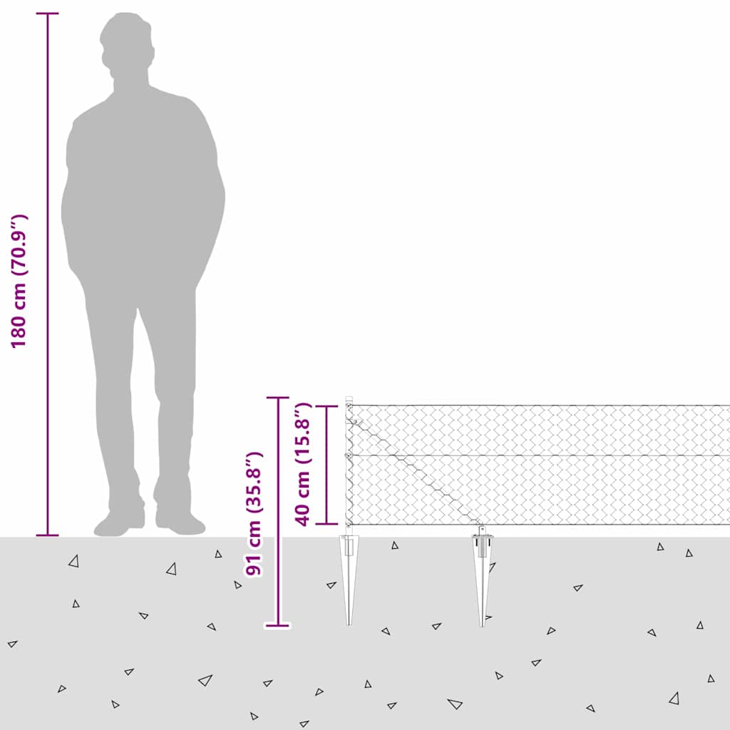 Schweißdrahtzaun mit Spikes 25 x 0,4 m (B x H)