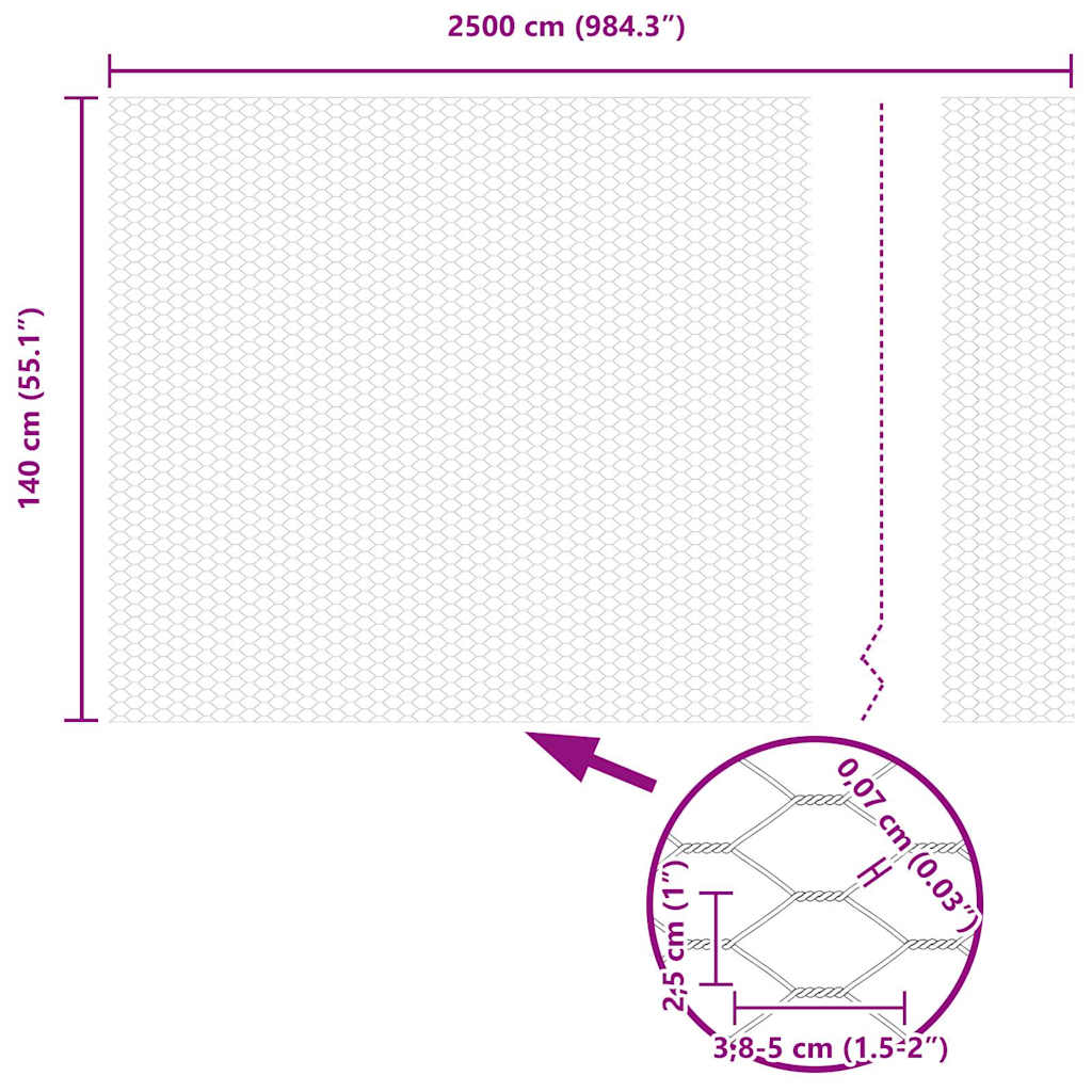 Sechseckzaun mit Pfosten 25 x 1,4 m PVC-beschichteter Stahl