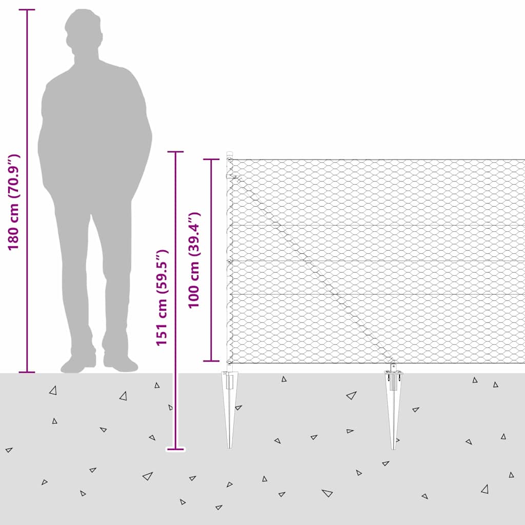 Schweißdrahtzaun mit Spikes 50 x 1 m (B x H)