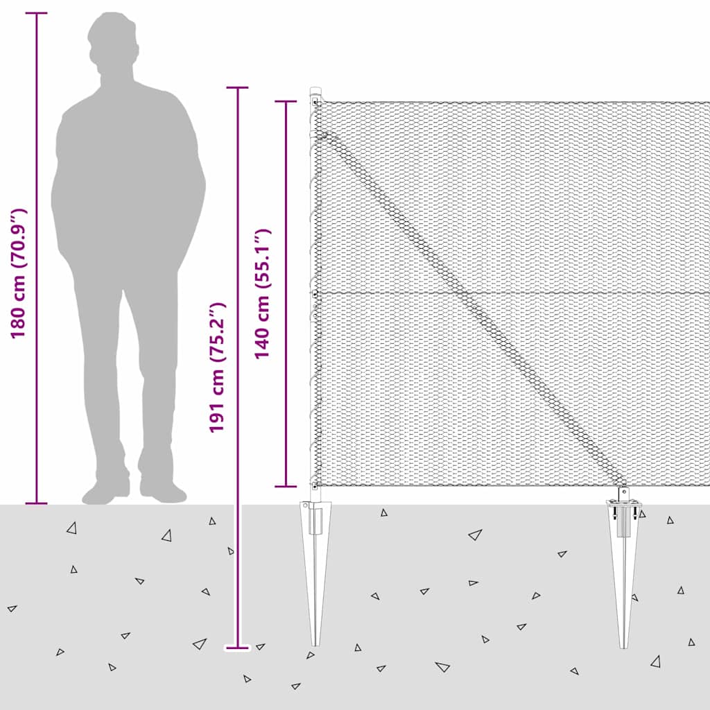 Sechseckzaun mit Pfosten 50 x 1,4 m PVC-beschichteter Stahl
