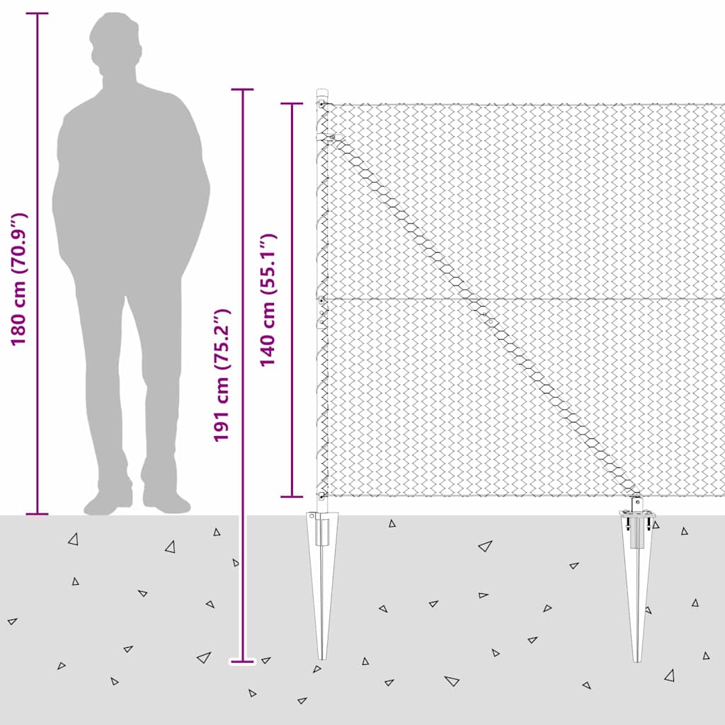 Sechseckzaun mit Pfosten 50 x 1,4 m PVC-beschichteter Stahl