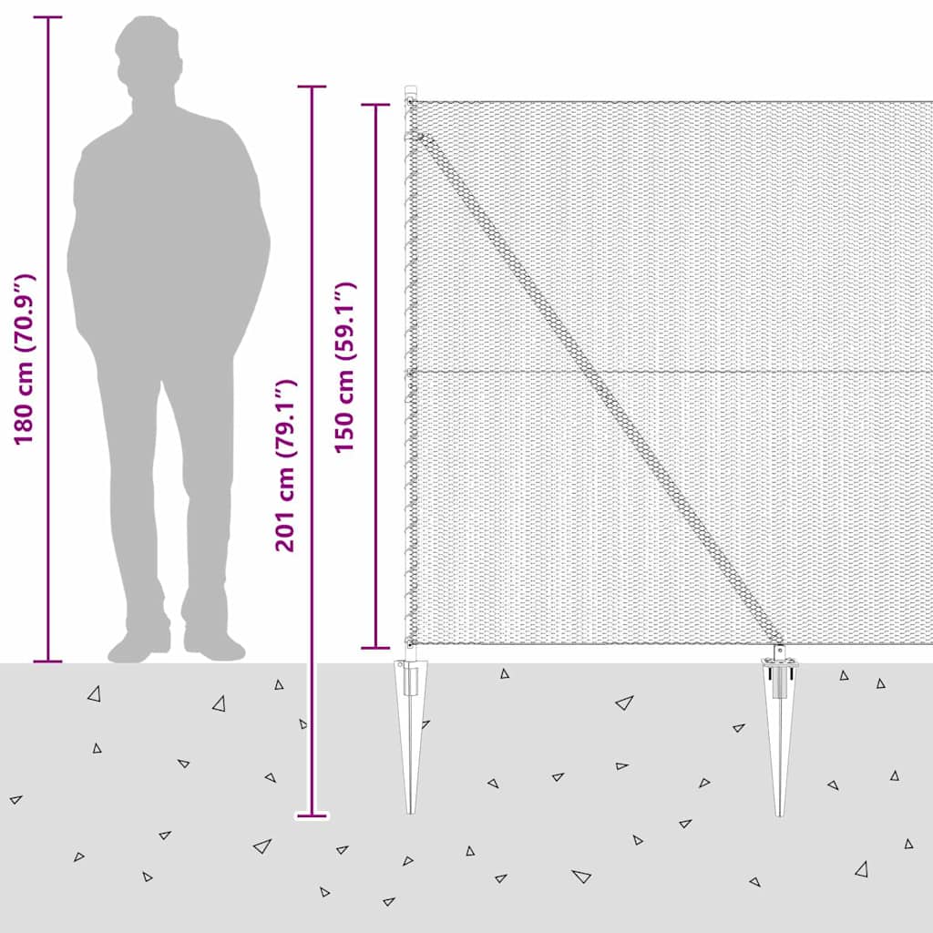 Sechseckzaun mit Pfosten 50 x 1,5 m PVC-beschichteter Stahl