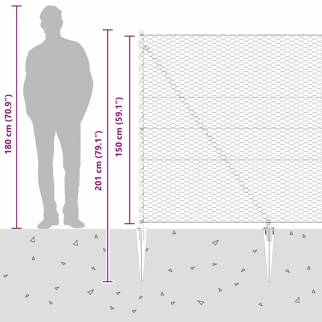 Schweißdrahtzaun mit Spikes 50 x 1,5 m (B x H)