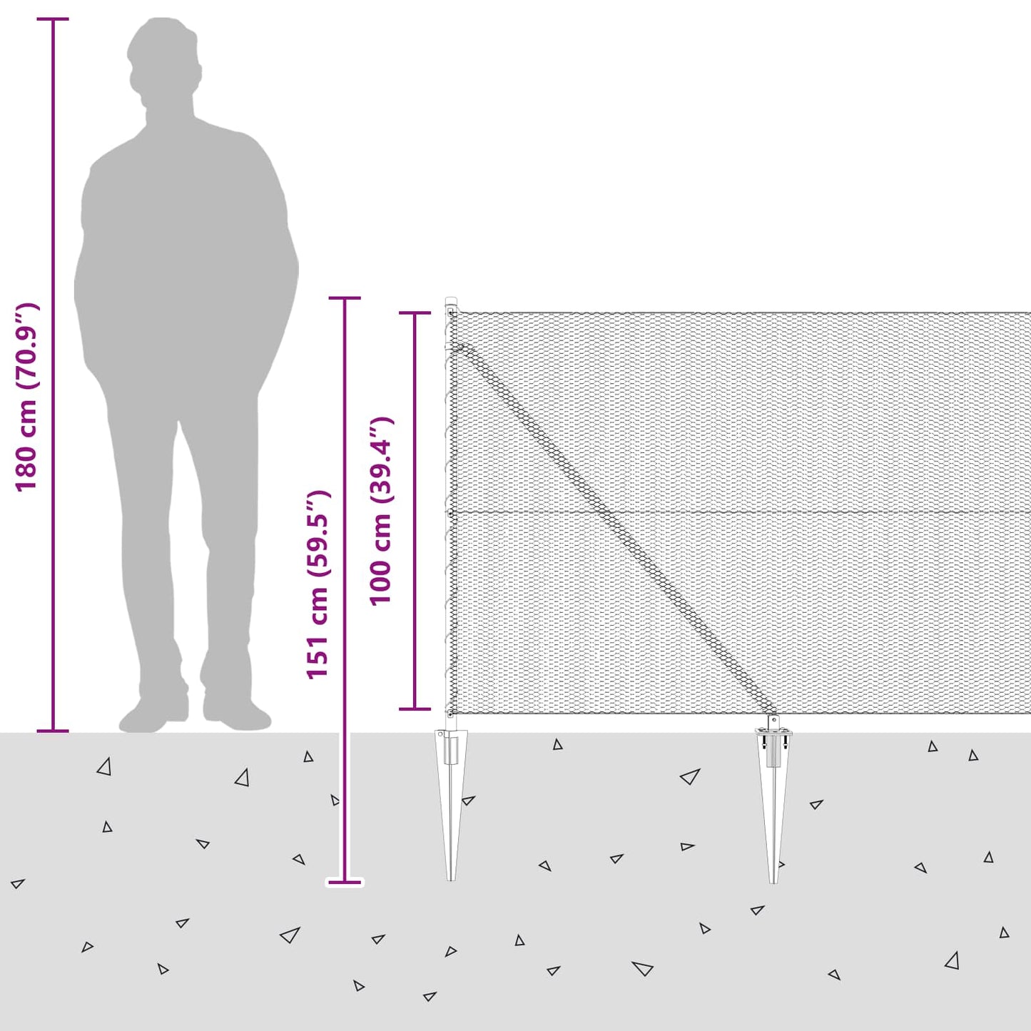 Schweißdrahtzaun mit Spikes 100 x 1 m (B x H)