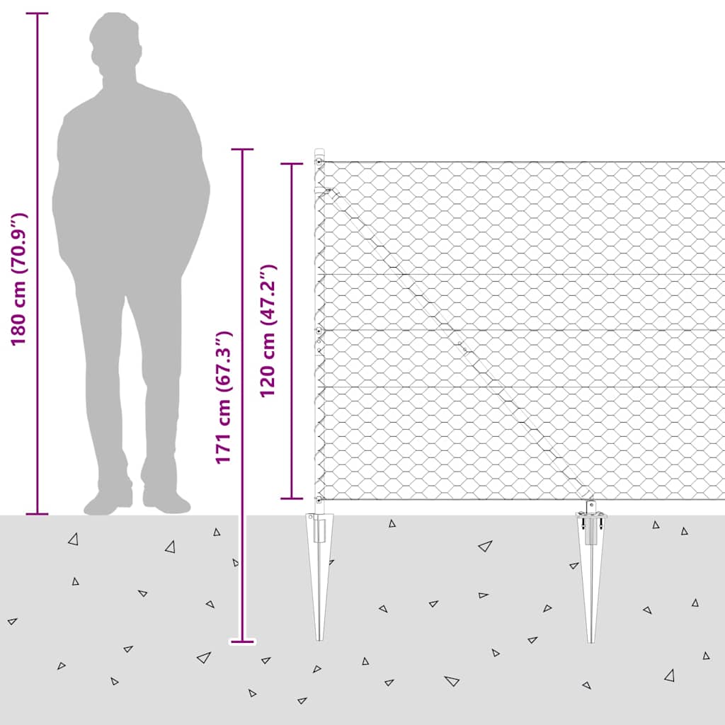Schweißdrahtzaun mit Spikes 100 x 1,2 m (B x H)