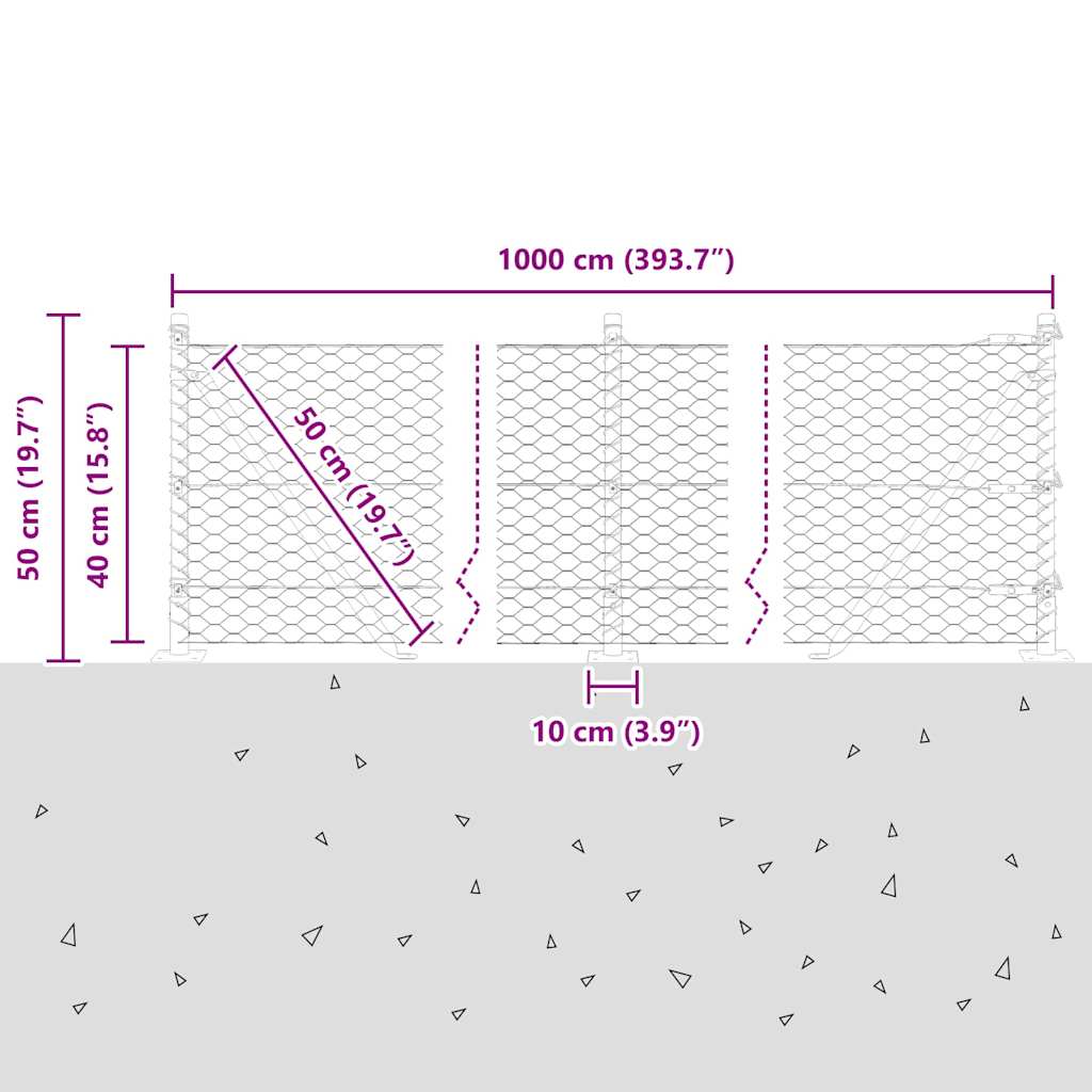 Geschweißter Drahtzaun mit Betonfundament 10 x 0,4 m (B x H)
