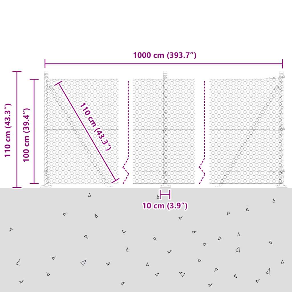 Geschweißter Drahtzaun mit Betonfundament 10 x 1 m (B x H)