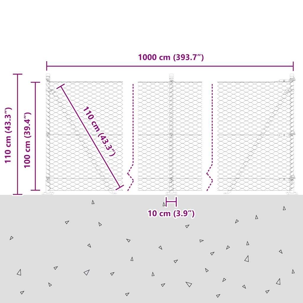 Geschweißter Drahtzaun mit Betonfundament 10 x 1 m (B x H)
