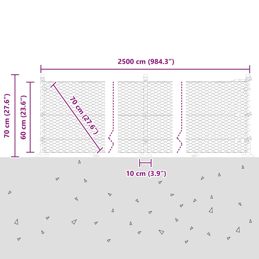 Geschweißter Drahtzaun mit Betonfundament 25 x 0,6 m (B x H)