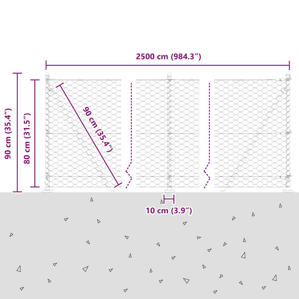 Geschweißter Drahtzaun mit Betonfundament 25 x 0,8 m (B x H)