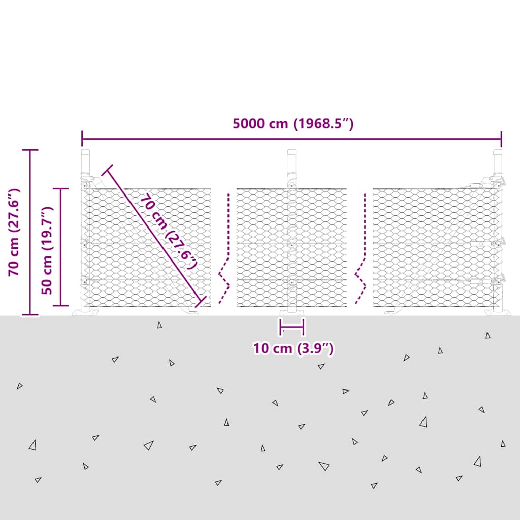 Geschweißter Drahtzaun mit Betonfundament 50 x 0,5 m (B x H)