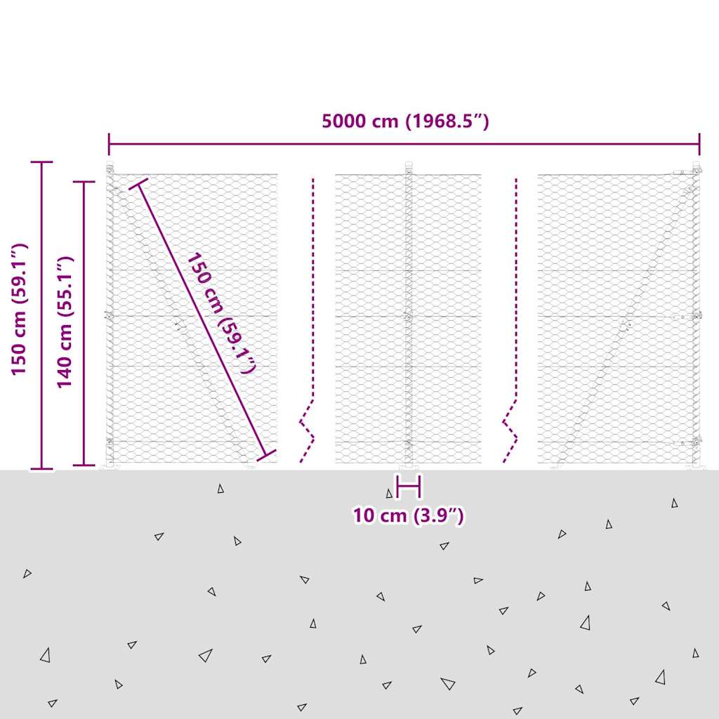 Geschweißter Drahtzaun mit Betonfundament 50 x 1,4 m (B x H)