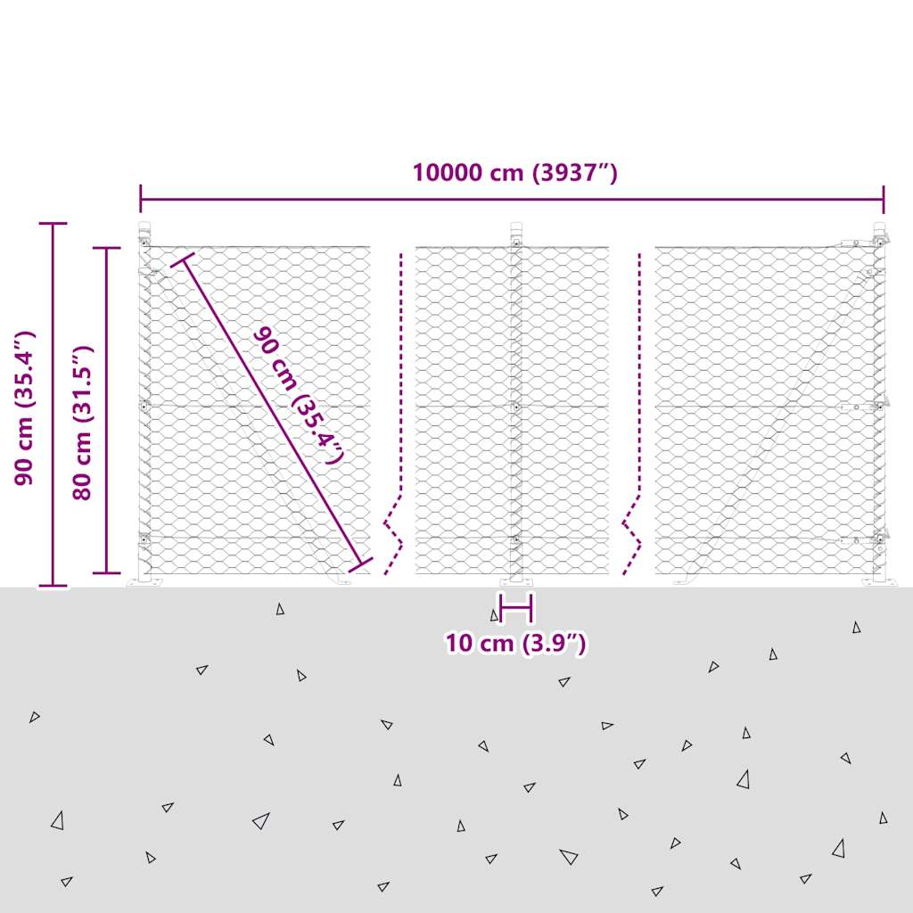 Geschweißter Drahtzaun mit Betonfundament 100 x 0,8 m (B x H)