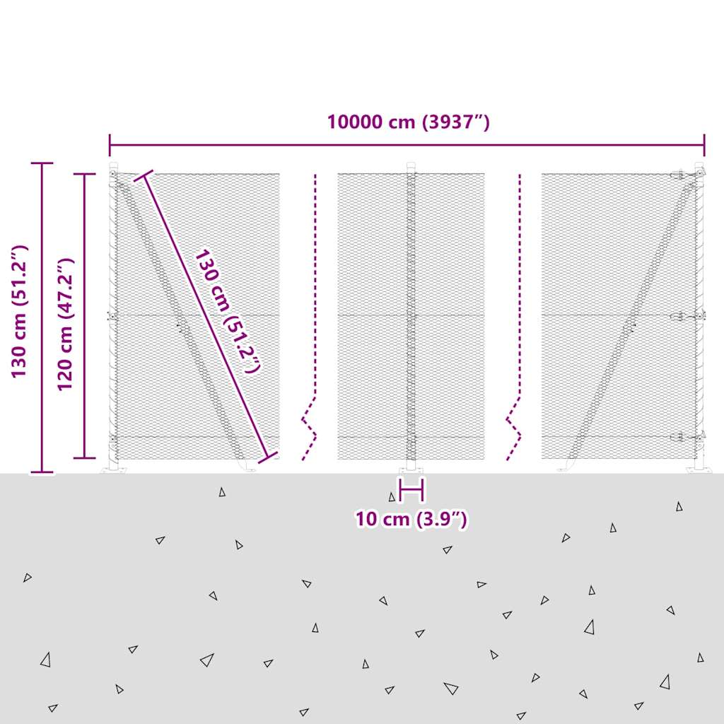 Geschweißter Drahtzaun mit Betonfundament 100 x 1,2 m (B x H)