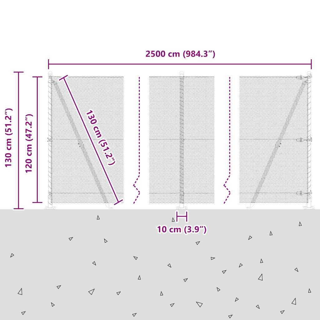 Geschweißter Drahtzaun mit Betonfundament 25 x 1,2 m (B x H)