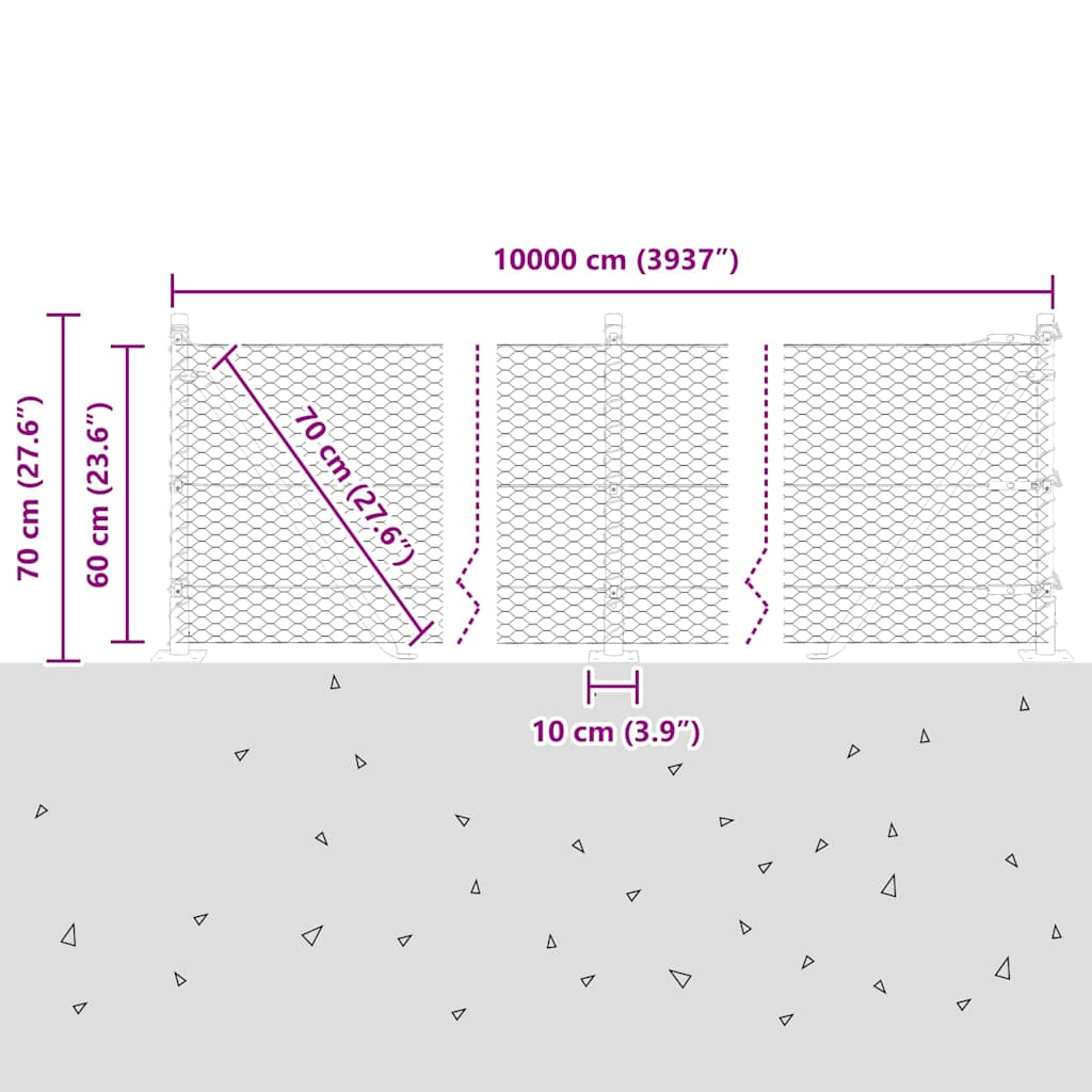 Geschweißter Drahtzaun mit Betonfundament 100 x 0,6 m (B x H)