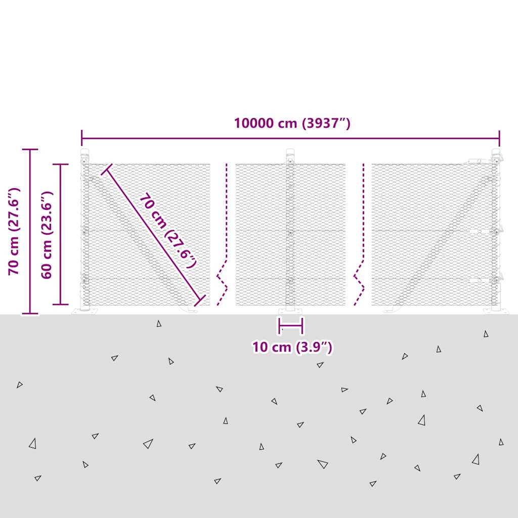 Sechseckzaun mit Betonsockel 100 x 0,6 m Verzinkter Stahl Netz