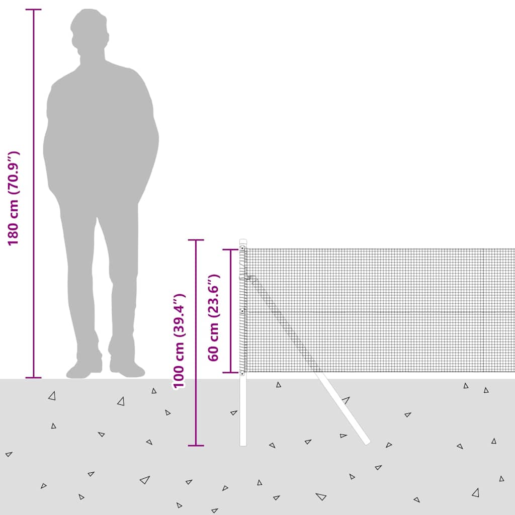 Ground Fix Geschweißter Drahtzaun 100 x 0,6 m (B x H)