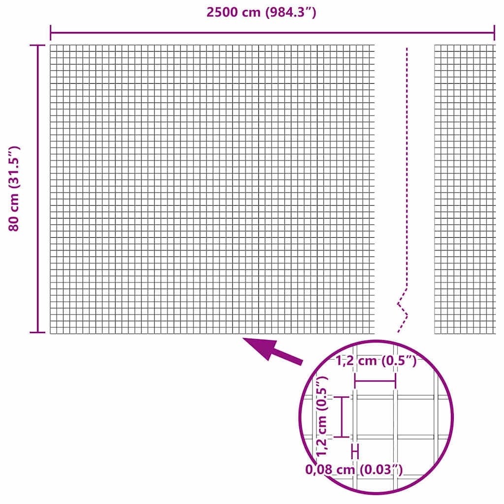 Geschweißter Drahtzaun mit Stacheln 25 x 0,8 m Grün Netz