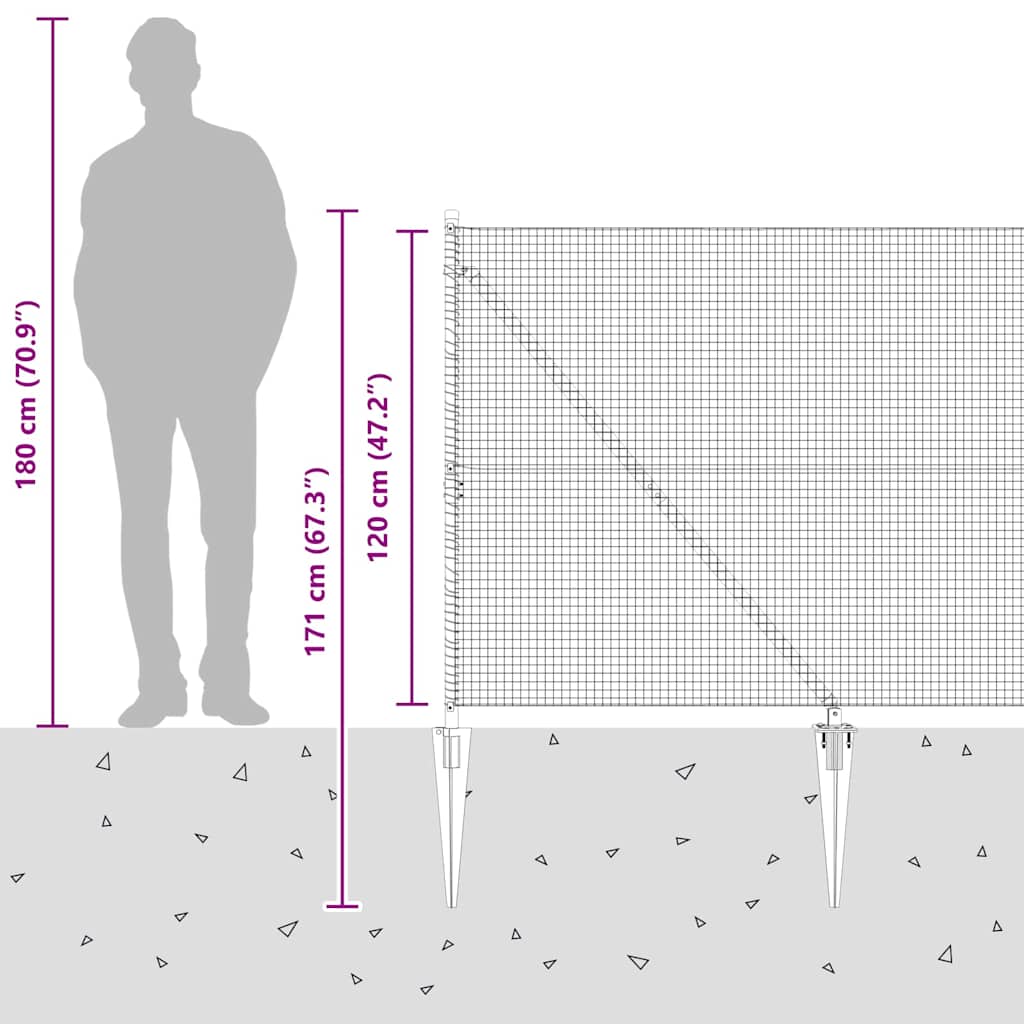 Geschweißter Drahtzaun mit Stacheln 50 x 1,2 m Grün Netz