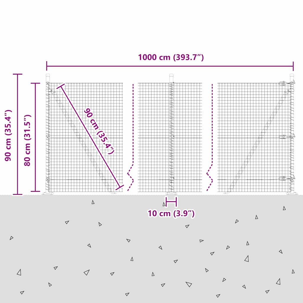 Geschweißter Drahtzaun mit Betonsockel 10 x 0,8 m Silber Netz