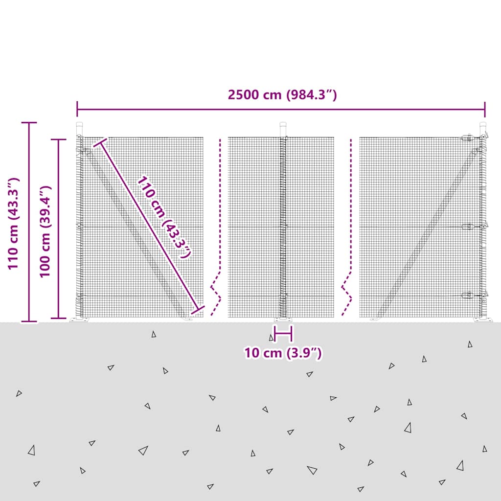 Geschweißter Drahtzaun mit Betonsockel 25 x 1 m Silber Netz